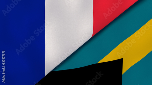 The flags of France and Bahamas. News, reportage, business background. 3d illustration
