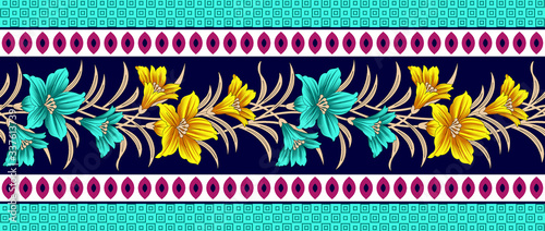 seamless floral flower border design background