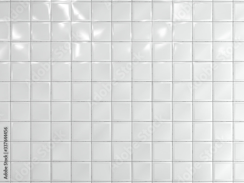 White squares ceramic tile on the wall. 3d render.
