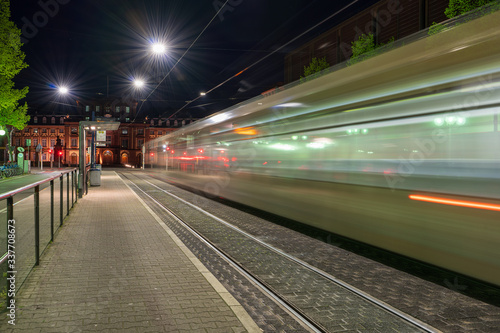 Long Exposure Photography of a Tram in Mannheim, Germany. 10.04.2020