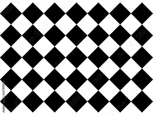 Black and white checkered floor tiles. Texture illustration 