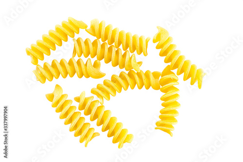 fusili pasta isolated on a black or white background