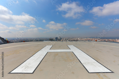 Landing and take-off runway at a heliport in Madrid.