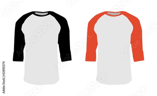 T-shirt Template Raglan 3/4 Sleeve Vector