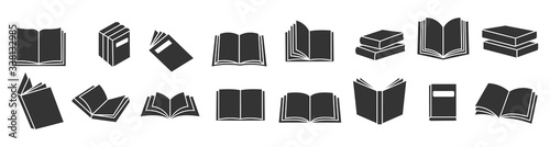 Book icons set, logo isolated on white background, vector illustration.