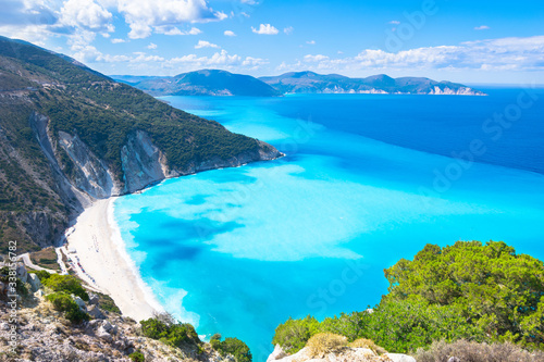 Beautiful landscape of Myrtos beach - Kefalonia, Ionian Islands - Greece