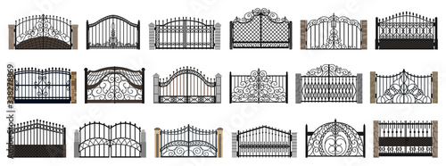 Fence gate isolated cartoon set icon. Vector cartoon set icon metal entrance. Vector illustration fence gate on white background.