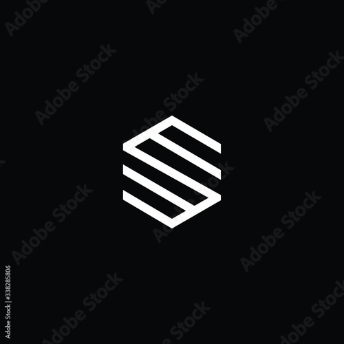 Minimal elegant monogram art logo. Outstanding professional trendy awesome artistic MW WM SM MS SW WS initial based Alphabet icon logo. Premium Business logo White color on black background