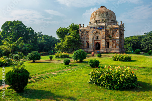 Sheesh Gumbad - islamic tomb from the last lineage of the Lodhi Dynasty. It is situated in Lodi Gardens city park in Delhi, India