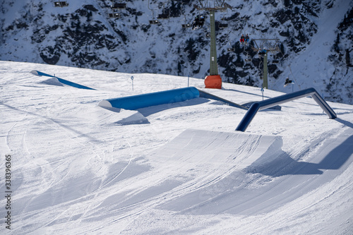 Perfectly shaped rails in the snowpark of St.Anton am Arlberg.
