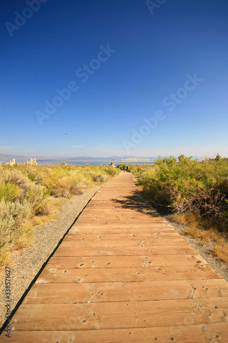 Wooden trail to the famous Mono Lake