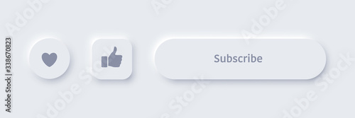 Vector neomorphism design white subscribe buttons