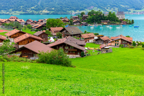 The Swiss village Iseltwald on the famous lake Brienz.