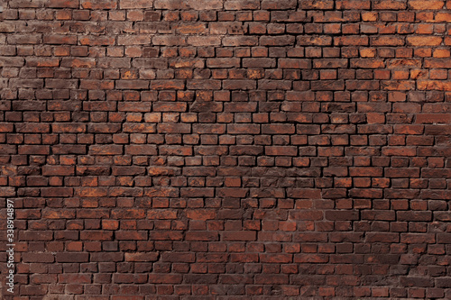 Brick wall. Old red brick. Horizontal placing.