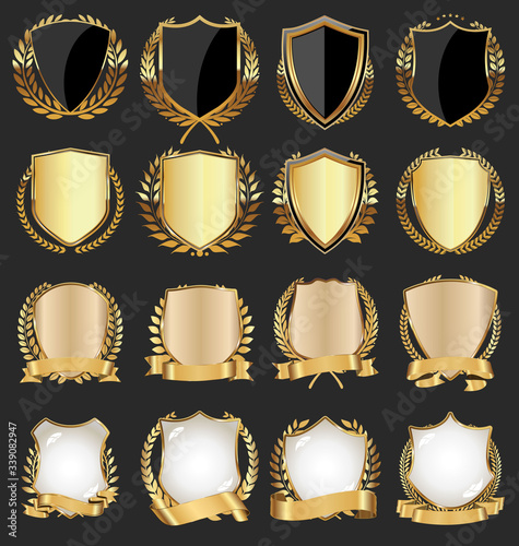 Golden shield with gold laurels