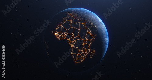 Africa countries outline map from space, globe planet earth from space, elements of this image courtesy of NASA