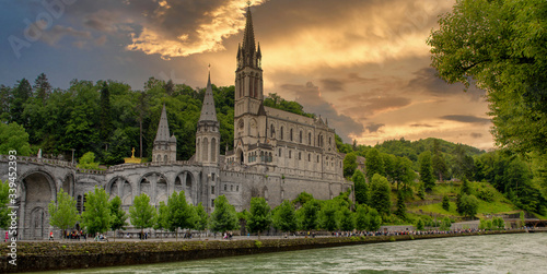 view of the basilica of Lourdes, France