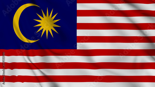 Malaysia flag is waving 3D animation. Malaysia flag waving in the wind. National flag of Malaysia. 3D rendering Waving flag design.