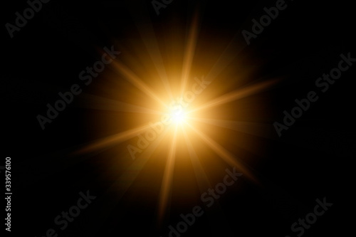 Optical lens flare on black background.