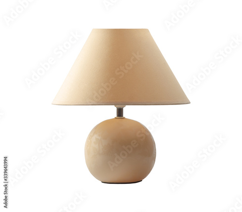 yellow table lamp on white background