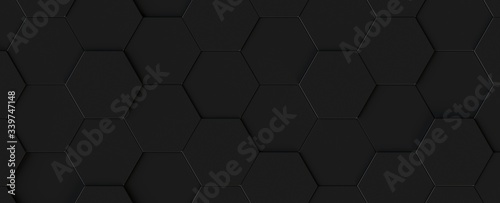 Science and technology black hexagonal tiles abstract technology background