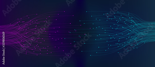abstract lines with dots over dark background. connecting or big data concept