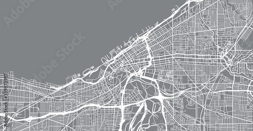 Urban vector city map of Cleveland, Ohio, United States of America