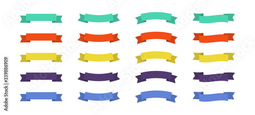 Ribbons flat set icon for concept design. Vector