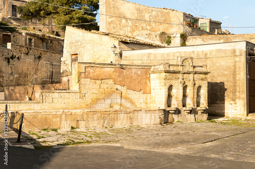 The Ancient Fountain of Ranni in Buscemi, Province of Syracuse, Italy.