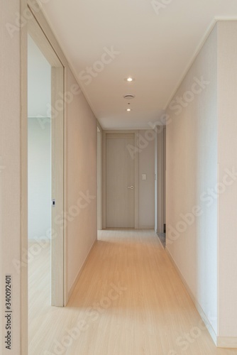 Interior of a hallway in a new apartment. New apartment interior in South Korea.