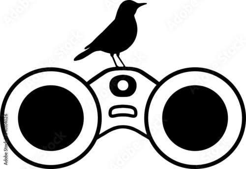 birdwatching logo concept, bird on top of binocular vector illustration 