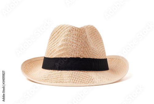 Vintage straw hat for women fashion on summer isolated on withe background with clipping path