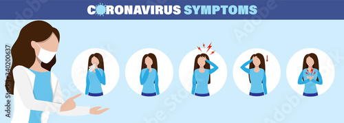 2019-nCoV virus protection tips. Infographic of coronavirus symptoms, ncov disease. Infection fever and cough.