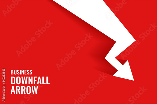 red downfall arrow showing downward trend background