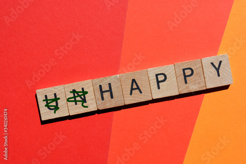 Unhappy, with prefix un crossed out, leaving the word Happy