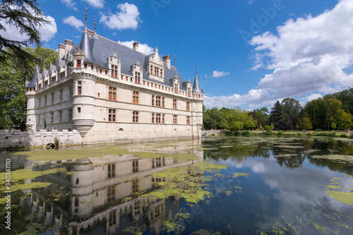 External view of Azay-le-Rideau castle in the Loire Valley, France (Europe)