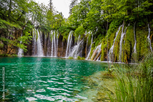 Panoramic view Waterfalls in Plitvice national park, Croatia