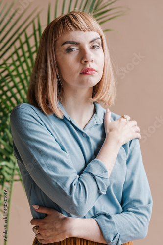 Girl with a bob haircut