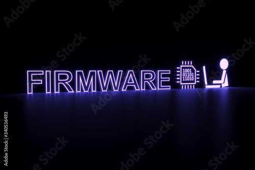 FIRMWARE neon concept self illumination background 3D illustration