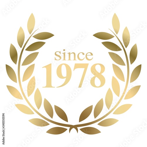 Year 1978 gold laurel wreath vector isolated on a white background 