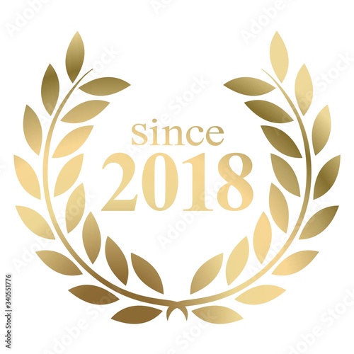 Year 2018 gold laurel wreath vector isolated on a white background 