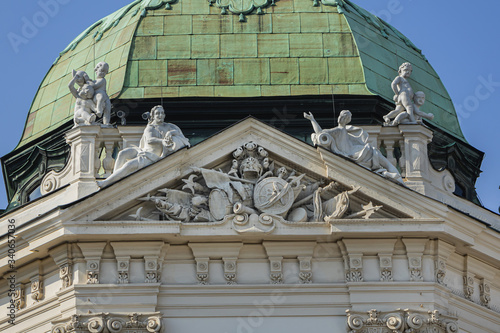 Architectural fragments of Upper Belvedere Palace (1724). Belvedere Palace was summer residence for Prince Eugene of Savoy. Vienna, Austria.