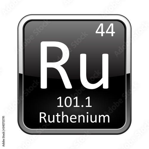 The periodic table element Ruthenium. Vector illustration