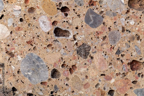 Surface of a conglomerate from the Alps in Southern Germany, so called Nagelfluh