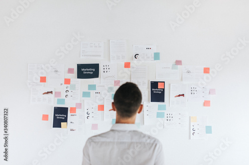 Business person working with notes