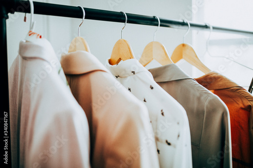 Rack of clothes in a boutique