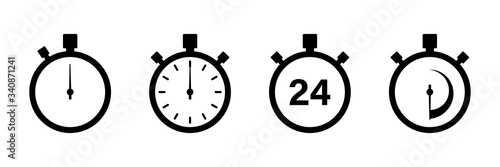 Timers icon on white background. Isolated vector set of elements time or timer. Stopwatch symbol. Vector countdown circle clock counter timer. Fast time icon. Circle arrow icon.