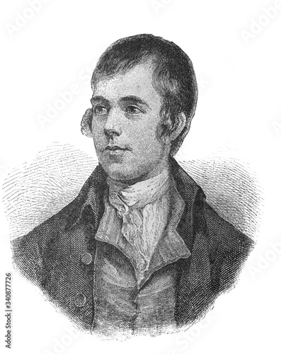 The Robert Burns's portrait, the National Bard, Bard of Ayrshire and the Ploughman Poet in the old book the Great Authors, by W. Dalgleish, 1891, London