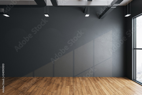 imalistic hall interior with empty gray wall