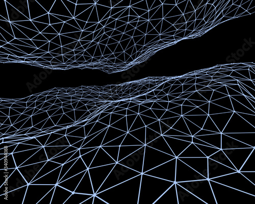 Abstract wireframe landscape background. Cyberspace grid. Digital wireframe landscape for presentations